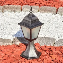 Luminaires Rustiques-hofstein Naofe Borne lumineuse, Eclairage de chemin Noir, Argenté, 1 lumière