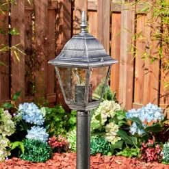 Luminaires Rustiques-hofstein Naofe Eclairage de chemin Noir, Argenté, 1 lumière