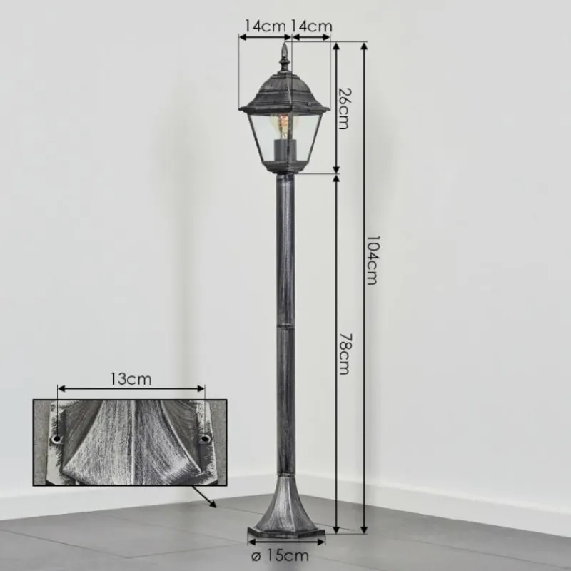 Luminaires Rustiques-hofstein Naofe Eclairage de chemin Noir, Argenté, 1 lumière