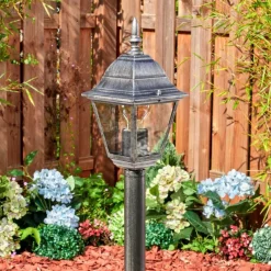 Luminaires Rustiques-hofstein Naofe Eclairage de chemin Noir, Argenté, 1 lumière