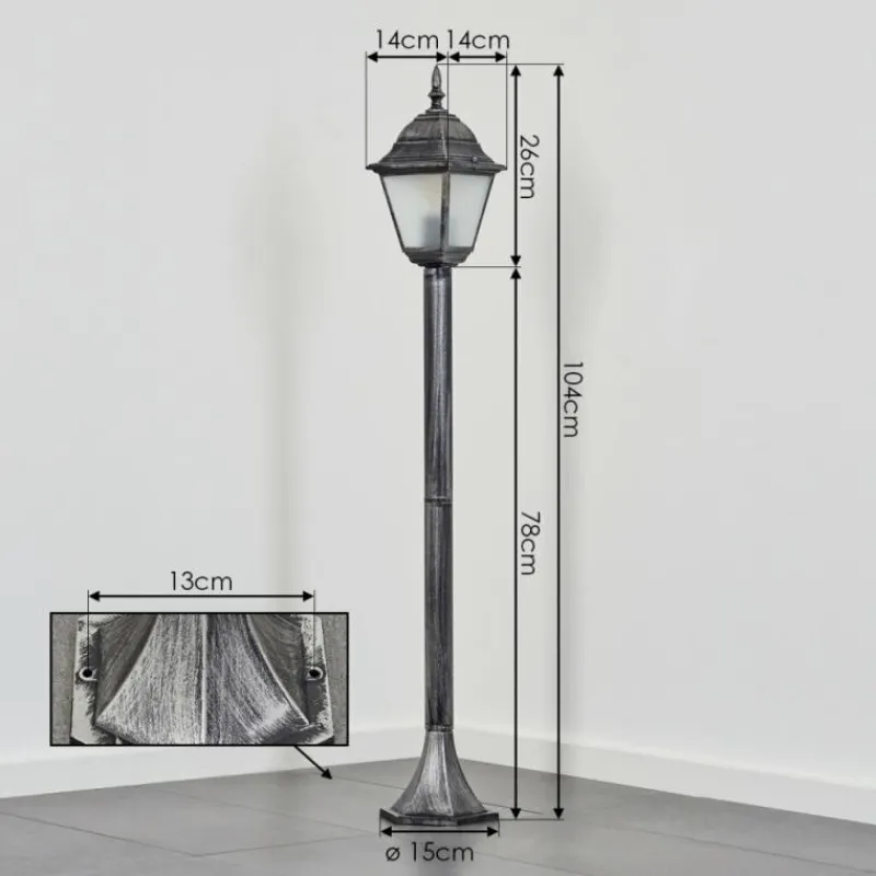 Luminaires Rustiques-hofstein Naofe Eclairage de chemin Noir, Argenté, 1 lumière