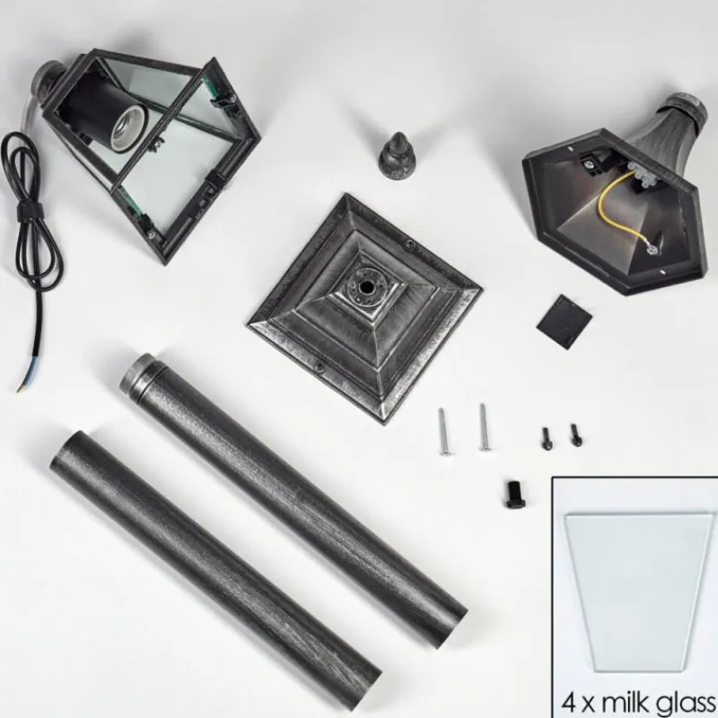 Luminaires Rustiques-hofstein Naofe Eclairage de chemin Noir, Argenté, 1 lumière