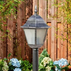 Luminaires Rustiques-hofstein Naofe Eclairage de chemin Noir, Argenté, 1 lumière