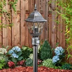 Luminaires Rustiques-hofstein Naofe Eclairage de chemin Noir, Argenté, 1 lumière, Détecteur de mouvement