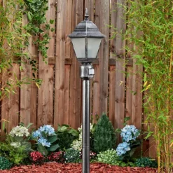 Luminaires Rustiques-hofstein Naofe Eclairage de chemin Noir, Argenté, 1 lumière, Détecteur de mouvement