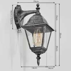 Luminaires Rustiques-hofstein Naofe Lampe murale d´extérieur, Applique murale Noir, Argenté, 1 lumière