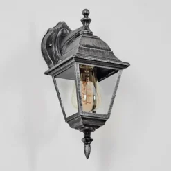 Luminaires Rustiques-hofstein Naofe Lampe murale d´extérieur, Applique murale Noir, Argenté, 1 lumière