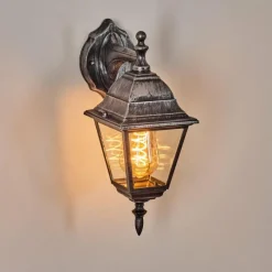 Luminaires Rustiques-hofstein Naofe Lampe murale d´extérieur, Applique murale Noir, Argenté, 1 lumière