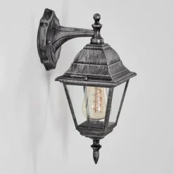 Luminaires Rustiques-hofstein Naofe Lampe murale d´extérieur, Applique murale Noir, Argenté, 1 lumière