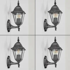 Luminaires Rustiques-hofstein Naofe Lampe murale d´extérieur, Applique murale Noir, Argenté, 1 lumière