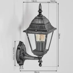 Luminaires Rustiques-hofstein Naofe Lampe murale d´extérieur, Applique murale Noir, Argenté, 1 lumière