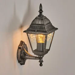 Luminaires Rustiques-hofstein Naofe Lampe murale d´extérieur, Applique murale Noir, Argenté, 1 lumière