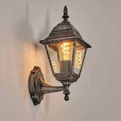 Luminaires Rustiques-hofstein Naofe Lampe murale d´extérieur, Applique murale Noir, Argenté, 1 lumière