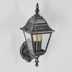 Luminaires Rustiques-hofstein Naofe Lampe murale d´extérieur, Applique murale Noir, Argenté, 1 lumière