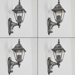 Luminaires Rustiques-hofstein Naofe Lampe murale d´extérieur, Applique murale Noir, Argenté, 1 lumière, Détecteur de mouvement