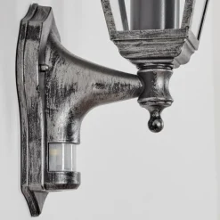 Luminaires Rustiques-hofstein Naofe Lampe murale d´extérieur, Applique murale Noir, Argenté, 1 lumière, Détecteur de mouvement