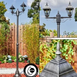 Luminaires Rustiques-hofstein Naofe Réverbère, Eclairage de chemin Noir, Argenté, 2 lumières