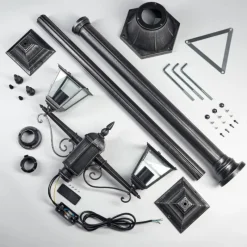 Luminaires Rustiques-hofstein Naofe Réverbère, Eclairage de chemin Noir, Argenté, 2 lumières