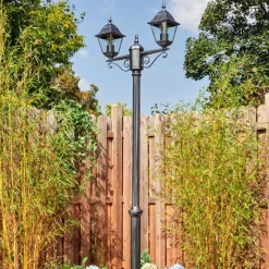 Luminaires Rustiques-hofstein Naofe Réverbère, Eclairage de chemin Noir, Argenté, 2 lumières