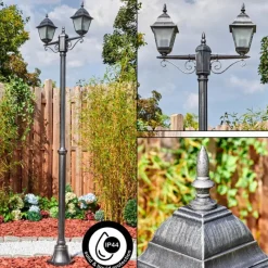 Luminaires Rustiques-hofstein Naofe Réverbère, Eclairage de chemin Noir, Argenté, 2 lumières