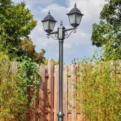 Luminaires Rustiques-hofstein Naofe Réverbère, Eclairage de chemin Noir, Argenté, 2 lumières