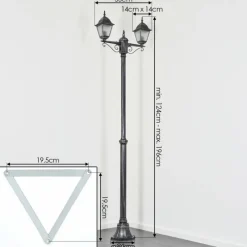 Luminaires Rustiques-hofstein Naofe Réverbère, Eclairage de chemin Noir, Argenté, 2 lumières