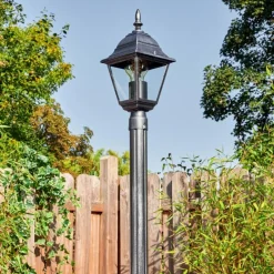 Luminaires Rustiques-hofstein Naofe Réverbère, Eclairage de chemin Noir, Argenté, 1 lumière