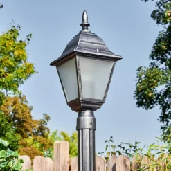 Luminaires Rustiques-hofstein Naofe Réverbère, Eclairage de chemin Noir, Argenté, 1 lumière