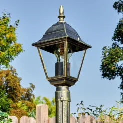 Luminaires Rustiques-hofstein Naofe Réverbère, Eclairage de chemin Or, Noir, 1 lumière