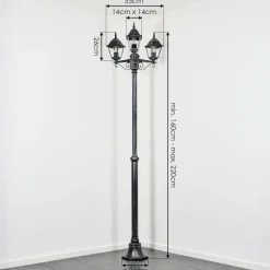 Luminaires Rustiques-hofstein Naofe Réverbère, Eclairage de chemin Noir, Argenté, 3 lumières