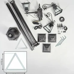 Luminaires Rustiques-hofstein Naofe Réverbère, Eclairage de chemin Noir, Argenté, 3 lumières