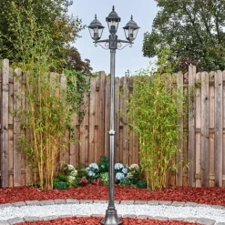 Luminaires Rustiques-hofstein Naofe Réverbère, Eclairage de chemin Noir, Argenté, 3 lumières