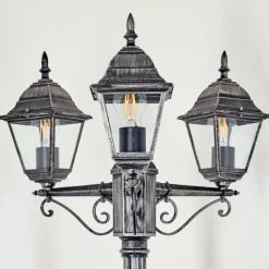 Luminaires Rustiques-hofstein Naofe Réverbère, Eclairage de chemin Noir, Argenté, 3 lumières