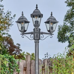 Luminaires Rustiques-hofstein Naofe Réverbère, Eclairage de chemin Noir, Argenté, 3 lumières