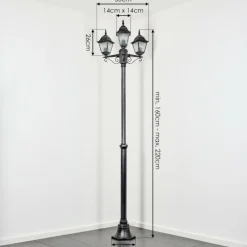 Luminaires Rustiques-hofstein Naofe Réverbère, Eclairage de chemin Noir, Argenté, 3 lumières