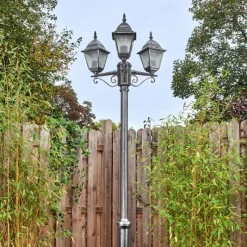 Luminaires Rustiques-hofstein Naofe Réverbère, Eclairage de chemin Noir, Argenté, 3 lumières