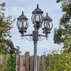 Luminaires Rustiques-hofstein Naofe Réverbère, Eclairage de chemin Noir, Argenté, 3 lumières