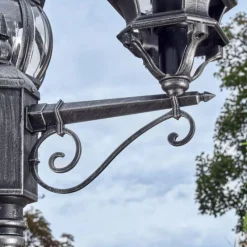 Luminaires Rustiques-hofstein Naofe Réverbère, Eclairage de chemin Noir, Argenté, 3 lumières