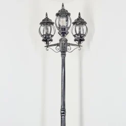 Luminaires Rustiques-hofstein Naofe Réverbère, Eclairage de chemin Noir, Argenté, 3 lumières