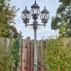 Luminaires Rustiques-hofstein Naofe Réverbère, Eclairage de chemin Noir, Argenté, 3 lumières