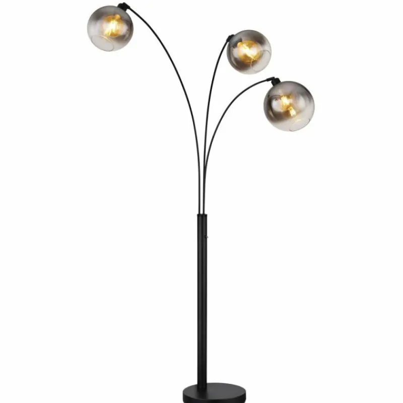 Suspension Verre Fumé-Luminaires Globo Lighting Newcastle Lampadaire Noir, 3 lumières