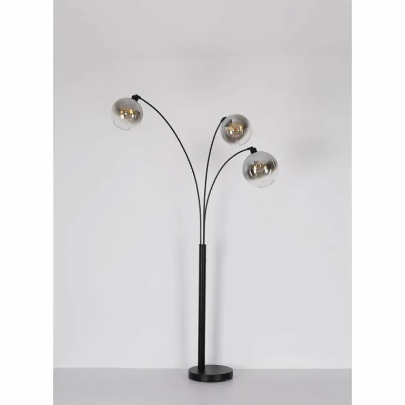 Suspension Verre Fumé-Luminaires Globo Lighting Newcastle Lampadaire Noir, 3 lumières