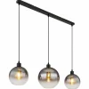Suspension Verre Fumé-Luminaires Globo Lighting Newcastle Suspension Noir, 3 lumières
