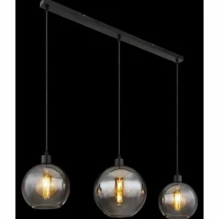 Suspension Verre Fumé-Luminaires Globo Lighting Newcastle Suspension Noir, 3 lumières