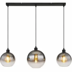 Suspension Verre Fumé-Luminaires Globo Lighting Newcastle Suspension Noir, 3 lumières