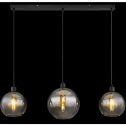 Suspension Verre Fumé-Luminaires Globo Lighting Newcastle Suspension Noir, 3 lumières
