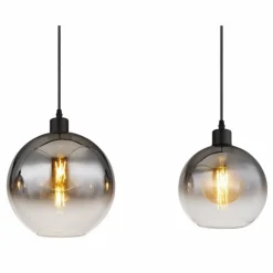 Suspension Verre Fumé-Luminaires Globo Lighting Newcastle Suspension Noir, 3 lumières