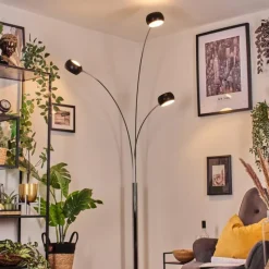 Lampes Vintages & Rétros-hofstein Nikkala Lampadaire Chrome, Marbre, Blanc, 3 lumières