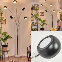 hofstein Nikkala Lampadaire Chrome, Marbre, Blanc, 5 lumières