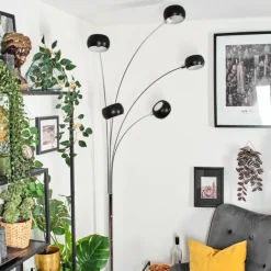 hofstein Nikkala Lampadaire Chrome, Marbre, Blanc, 5 lumières